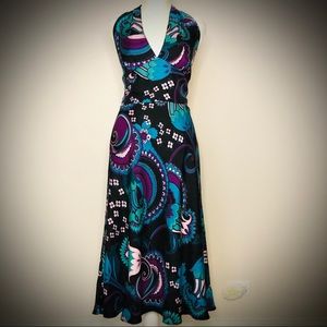 Laundry Floral Silk Fit & Flare Halter Dress